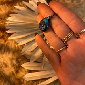 Peacock geode necklace